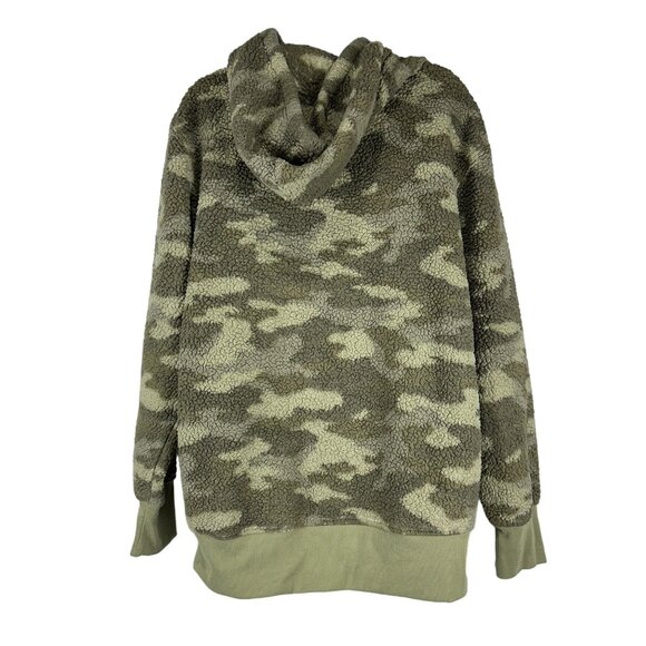 Cozy Softest Sherpa Camo Pullover Hoodie Medium Women Faux Fur Polyester - Picture 7 of 9
